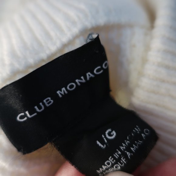 Mens Club Monaco White Thick Waffle Knit Cotton Blend Pullover Sweater L * - Picture 10 of 10
